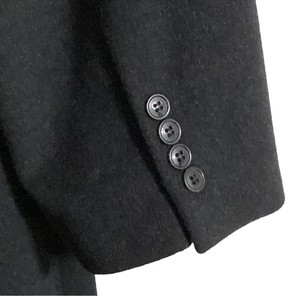 Andrew Fezza Cashmere Blend Charcoal Grey Button Up Long Coat Size S-42 - Picture 8 of 13